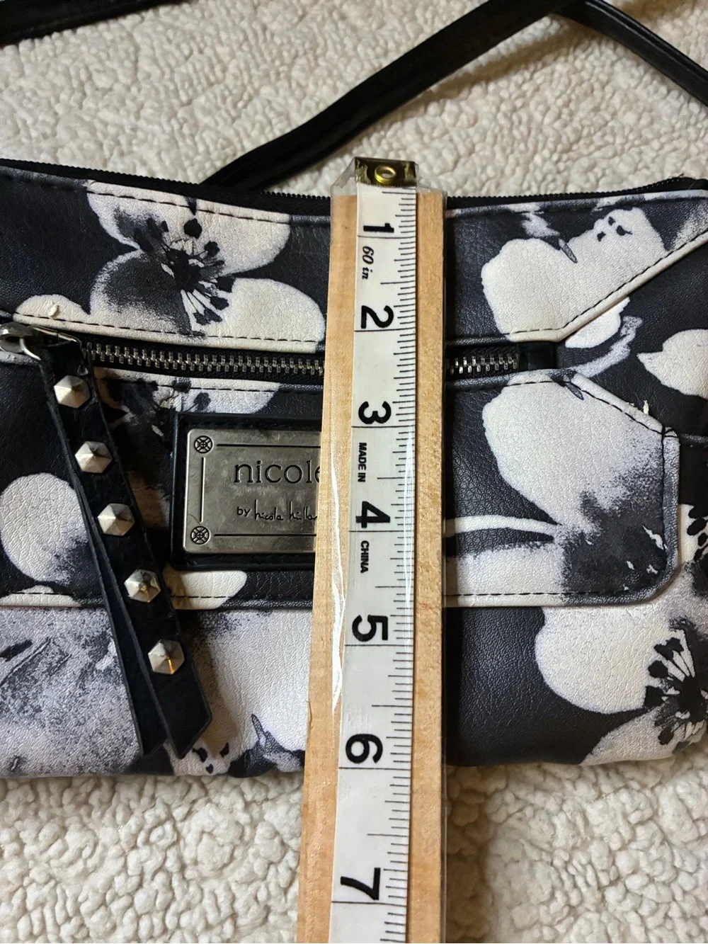 Nicole by Nicole Miller Black and White Floral Crossbody